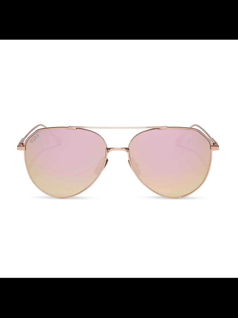 DIFF Dash Rose Gold Cherry Blossom Mirror Aviator Sunglasses + Case